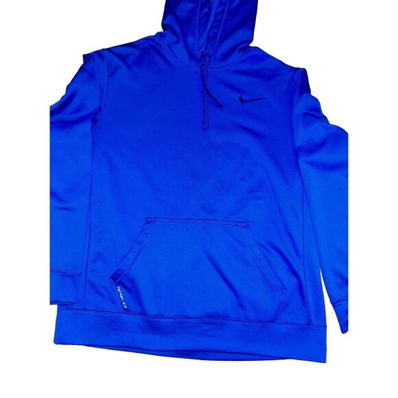 Nike Therma Fit Men's Hoodie Size L Blue Fleece‎ Lined Embroidered Logo Active - Picture 2 of 6
